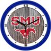 SunTime Southern Methodist University Mustangs - Weathered Wood Wall Clock view 1