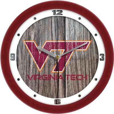 SunTime Virginia Tech Hokies - Weathered Wood Wall Clock