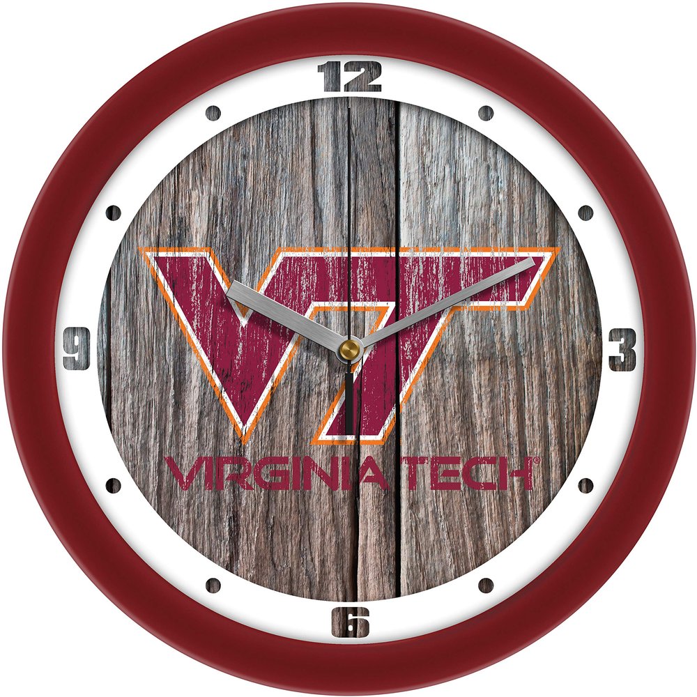 SunTime Virginia Tech Hokies - Weathered Wood Wall Clock