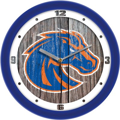 SunTime Boise State Broncos - Weathered Wood Wall Clock