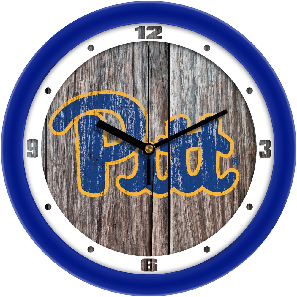 SunTime Pittsburgh Panthers - Weathered Wood Team Wall Clock - 11.5"
