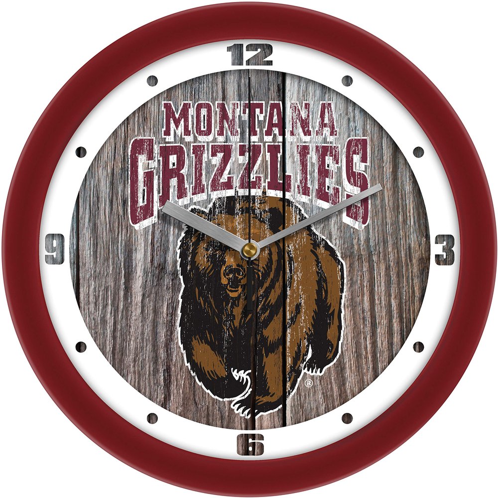 SunTime Montana Grizzlies - Weathered Wood Wall Clock