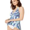 24th & Ocean Women's Standard Wrap Front Halter Tankini Swimsuit Top, Navy//on The Horizon, S view 2