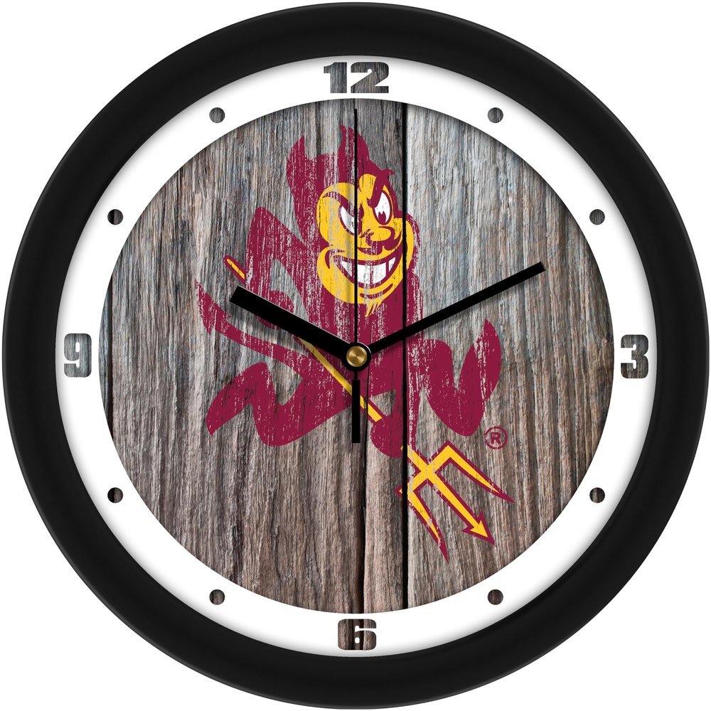 Arizona State Sun Devils - Weathered Wood Wall Clock