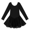 Alvivi Kids Girls Team Basic Long Sleeve Ballet Dance Dress Gymnastics Leotard Skirt Cotton Dancewear Black 8-10 view 1