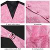 HISDERN Pink Vest and Tie Sets for Men Paisley Floral Jacquard Necktie Pocket Square 3PCS Casual Formal Business Vests Waistcoat for Suit or Tuxedo view 4