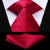 HISDERN Red Vest and Tie Sets for Men Paisley Floral Jacquard Necktie Pocket Square 3PCS Casual Formal Business Vests Waistcoat for Suit or Tuxedo view 3