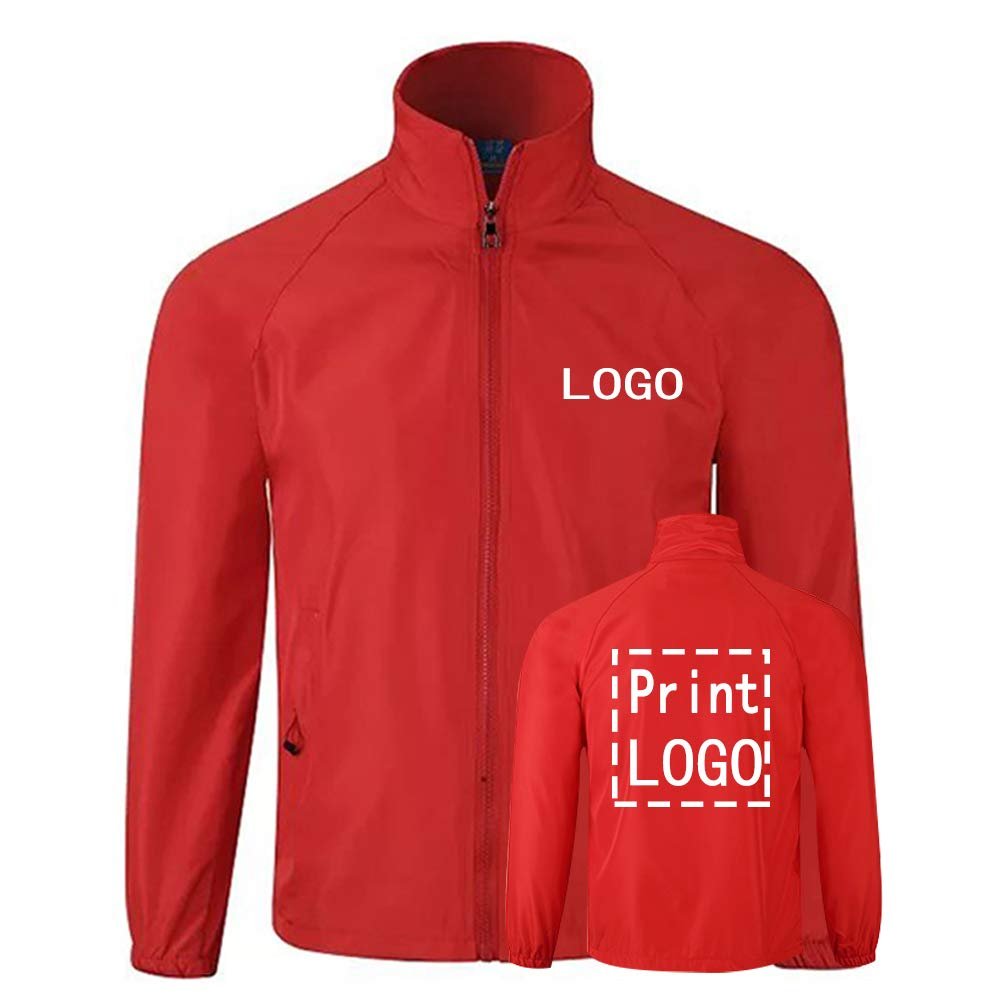 Long Sleeve Shirts Windbreaker Customize Your Logo Workwear Jackets for Outdoor Team Work Uniform Unisex (Woman S, Red)