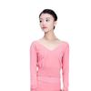 118146002 Girls Ballet V Neckline Sweater Practice Warm Up Tops Dancewear (M 165, Coral Pink) view 1