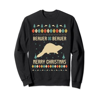 Beaver Merry Christmas Vintage Retro Sweatshirt