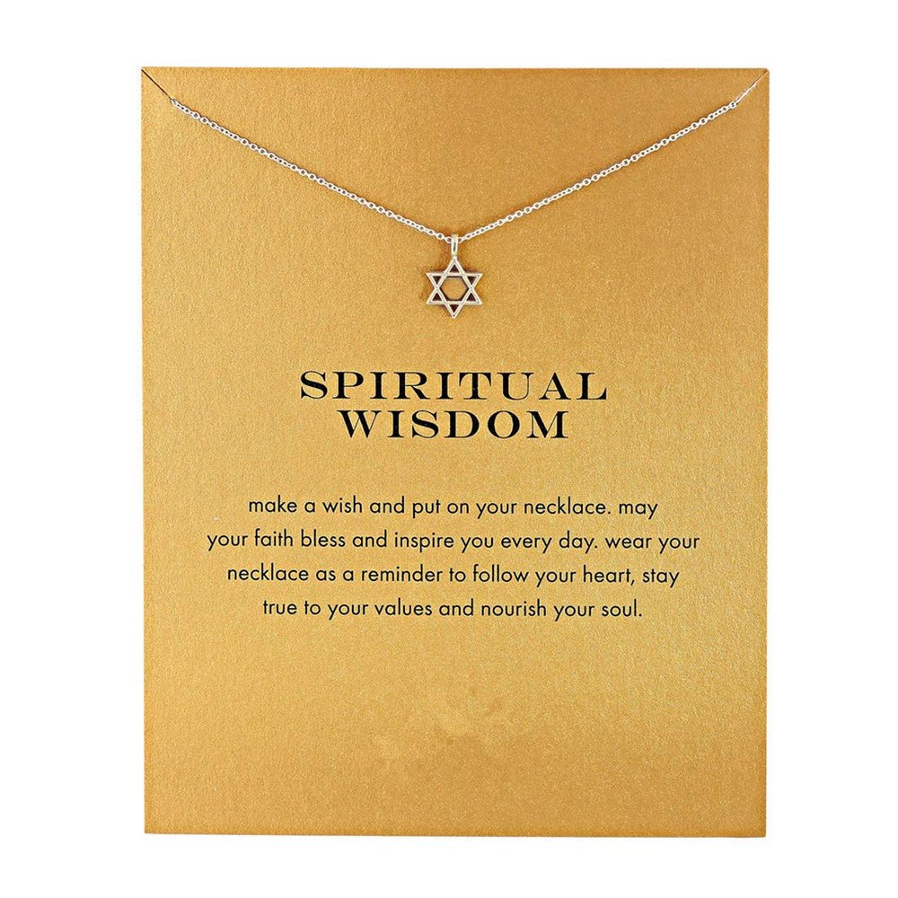 COLORFUL BLING Dainty Lucky Elephant Horseshoe Clavicle Chain Key Angel Wing Hexagram Star Pendant Necklace Friendship BFF Jewelry-Hexagram
