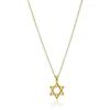 COLORFUL BLING Dainty Lucky Elephant Horseshoe Clavicle Chain Key Angel Wing Hexagram Star Pendant Necklace Friendship BFF Jewelry-Hexagram view 2