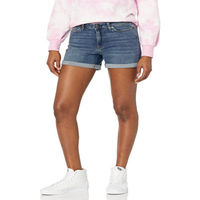 Amazon Essentials Women's Mid-Rise Slim Fit 4" Denim Shorts, Vintage Wash, 2