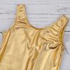 inlzdz Kids Boys Girls Metallic Full Body Unitard Gymnastics Leotard Sleeveless Jumpsuit Ballet Tank Dancewear Gold 3-4 view 4