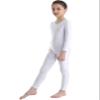 inlzdz Kids Boys Girls Full Length Unitard Solid Color Bodysuit Long Sleeves Ballet Dance Gymnastic Leotard Jumpsuit White 7-8 Years view 2
