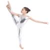 inlzdz Kids Boys Girls Metallic Full Body Unitard Gymnastics Leotard Sleeveless Jumpsuit Ballet Tank Dancewear Silver 5-6 view 2