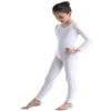 inlzdz Kids Boys Girls Full Length Unitard Solid Color Bodysuit Long Sleeves Ballet Dance Gymnastic Leotard Jumpsuit White 8-10 Years view 1