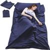 Mannice Sleeping Bag Liner Travel and Camping Sheet Lightweight Warm Roomy Compact Sleep Bag and Sack with Pillow Cover Soft for Hotel, Youth Hostels, Picnic,Hiking,Climbing 82.7 X 45 Inch,Dark Blue view 1