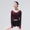 118146002 Girls Ballet V Neckline Sweater Practice Warm Up Tops Dancewear (M 165, Wine Red) view 2