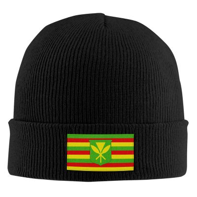 Kanaka Maoli Native Hawaiian Flag Unisex Warm Winter Wool Hat Knit Beanie Skull Cap Black