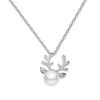 Chic Charm Crystal Pearl Elements Deer Antler Necklace Stud Earrings Jewelry Sets (silver necklace) view 1