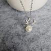 Chic Charm Crystal Pearl Elements Deer Antler Necklace Stud Earrings Jewelry Sets (silver necklace) view 2