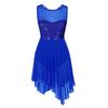 YiZYiF Women's Adult Lyrical Dance Leotard Costume Sequins Overlay Trianglar Cut Skirt Dancewear Blue Medium view 1