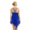 YiZYiF Women's Adult Lyrical Dance Leotard Costume Sequins Overlay Trianglar Cut Skirt Dancewear Blue Medium view 3