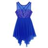 YiZYiF Women's Adult Lyrical Dance Leotard Costume Sequins Overlay Trianglar Cut Skirt Dancewear Blue Medium view 4