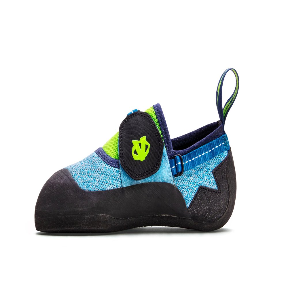 EVOLV Venga Kids Rock Climbing Shoe for Bouldering & Indoor Climbing - Blue/Neon Lime - 12