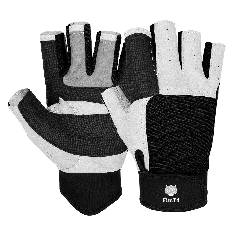 FitsT4 Sports Sailing Gloves 3/4 Finger and Grip Great for Sailing, Yachting, Paddling, Kayaking, Fishing, Dinghying Water Sports for Men and Women Black XL