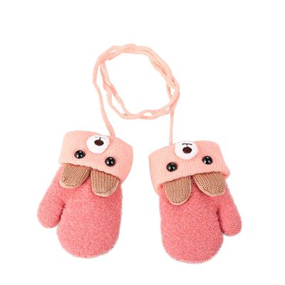 Baby Mittens Winter Warm Mitts Infant Boys Girls Full Finger Gloves Magic Snow Mittens on String Xmas New Year Gloves