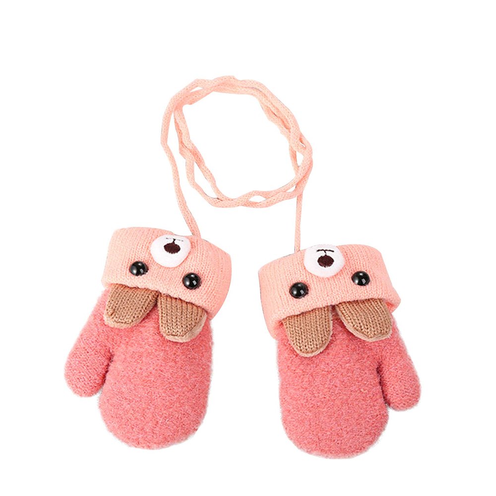 Baby Mittens Winter Warm Mitts Infant Boys Girls Full Finger Gloves Magic Snow Mittens on String Xmas New Year Gloves