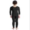 inlzdz Kids Boys Girls Full Length Unitard Solid Color Bodysuit Long Sleeves Ballet Dance Gymnastic Leotard Jumpsuit Black 7-8 Years view 4