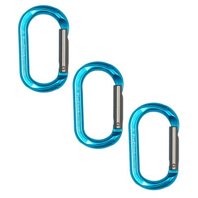 ProClimb Oval Straight Gate Non-Locking Aluminum Carabiner 4 kN - Blue (Pack of 3)