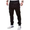 Drawstring Pant Fashion Men's Sport Pure Color Bandage Casual Loose Sweatpants Black view 2