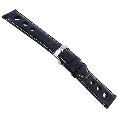 18mm Morellato Rally Cutout Design Black Heavy Padded White Stitching Watch Band