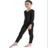 inlzdz Kids Boys Girls Full Length Unitard Solid Color Bodysuit Long Sleeves Ballet Dance Gymnastic Leotard Jumpsuit Black 5-6 Years view 2