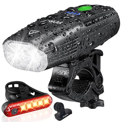 Yosky USB Rechargeable Bike Light Set - EVO 5400mAh Smart Bike Headlight and Tail Light - Super Bright Bike Light Front and Back for Adults Kids Men Women Night Riding