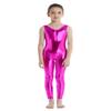 inlzdz Kids Boys Girls Metallic Full Body Unitard Gymnastics Leotard Sleeveless Jumpsuit Ballet Tank Dancewear Rose 3-4 view 1