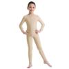 inlzdz Kids Boys Girls Full Length Unitard Solid Color Bodysuit Long Sleeves Ballet Dance Gymnastic Leotard Jumpsuit Nude 8-10 Years view 1