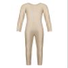 inlzdz Kids Boys Girls Full Length Unitard Solid Color Bodysuit Long Sleeves Ballet Dance Gymnastic Leotard Jumpsuit Nude 8-10 Years view 3