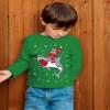 Tstars - Santa Riding a Shark Ugly Christmas Holiday Toddler/Kids Long Sleeve T-Shirt 5/6 Green view 3