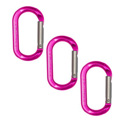 ProClimb Oval Straight Gate Non-Locking Aluminum Carabiner 4 kN - Pink (Pack of 3)