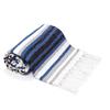 Americanflat 50x70 Authentic Mexican Throw Blanket - Falsa Blanket - Soft Cotton Throw Blankets for Indoor or Outdoor - Use for Yoga, Meditation, or Beach - Blue Stripes