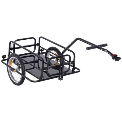 Aosom Bike Cargo Trailer, Bicycle Trailer, Heavy-Duty Bike Wagon Cart, Foldable Compact Storage, with Universal Hitch, 16" Wheels, 88 lbs. Capacity, Black