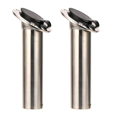 Amarine-made 30 Degree Stainless Steel Heavy Duty Flush Mount Sunshine Resistant Rod Holder Black PVC Cap Liner (2pcs)