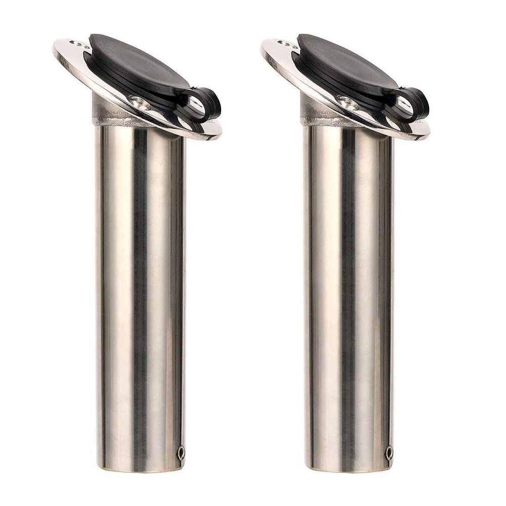 Amarine-made 30 Degree Stainless Steel Heavy Duty Flush Mount Sunshine Resistant Rod Holder Black PVC Cap Liner (2pcs)