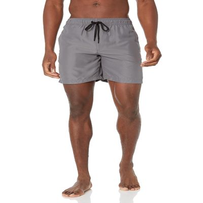 Amazon Essentials Men's Swim Trunks with Mesh Lining, Pockets, Drawstring Closure, Charcoal, X-Small
