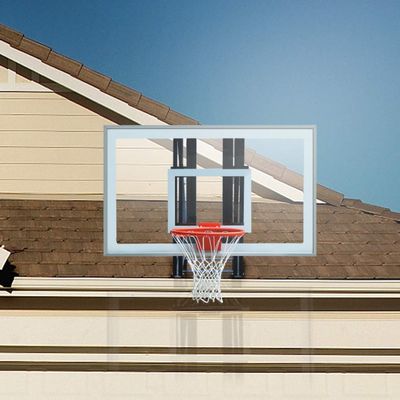 ProSlam Complete Garage Upper Roof Mounted Basketball Hoop System, 60 inch Clear Backboard,Durable Steel Bracket and Heavy Duty Breakaway Rim Combo Fit Most Slanting Roofs